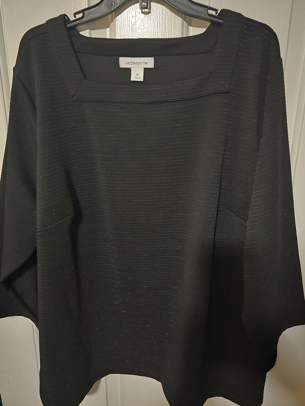 Liz Claiborne Black Sparkle Square Neck Top - Size 3x